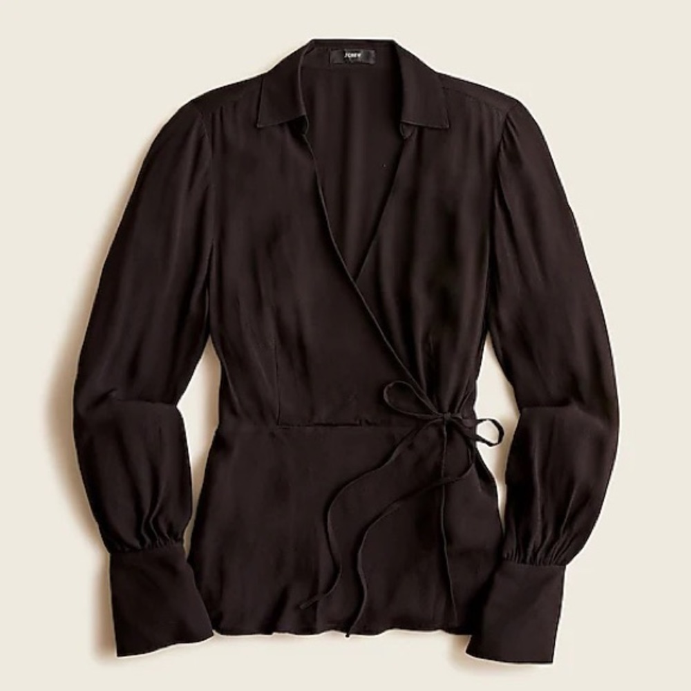 J. Crew black drapey crepe wrap top
